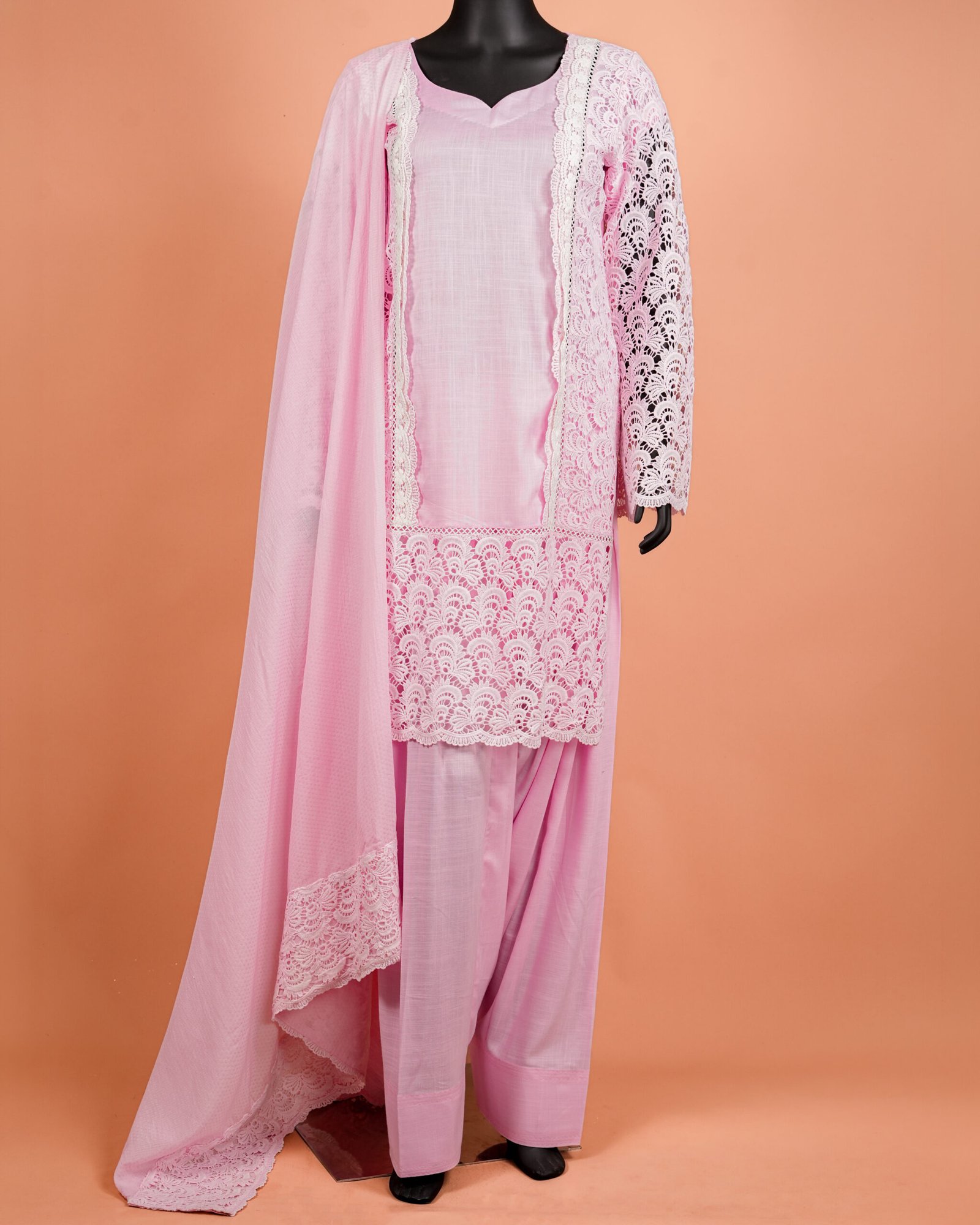 Pink Cutwork Farshi