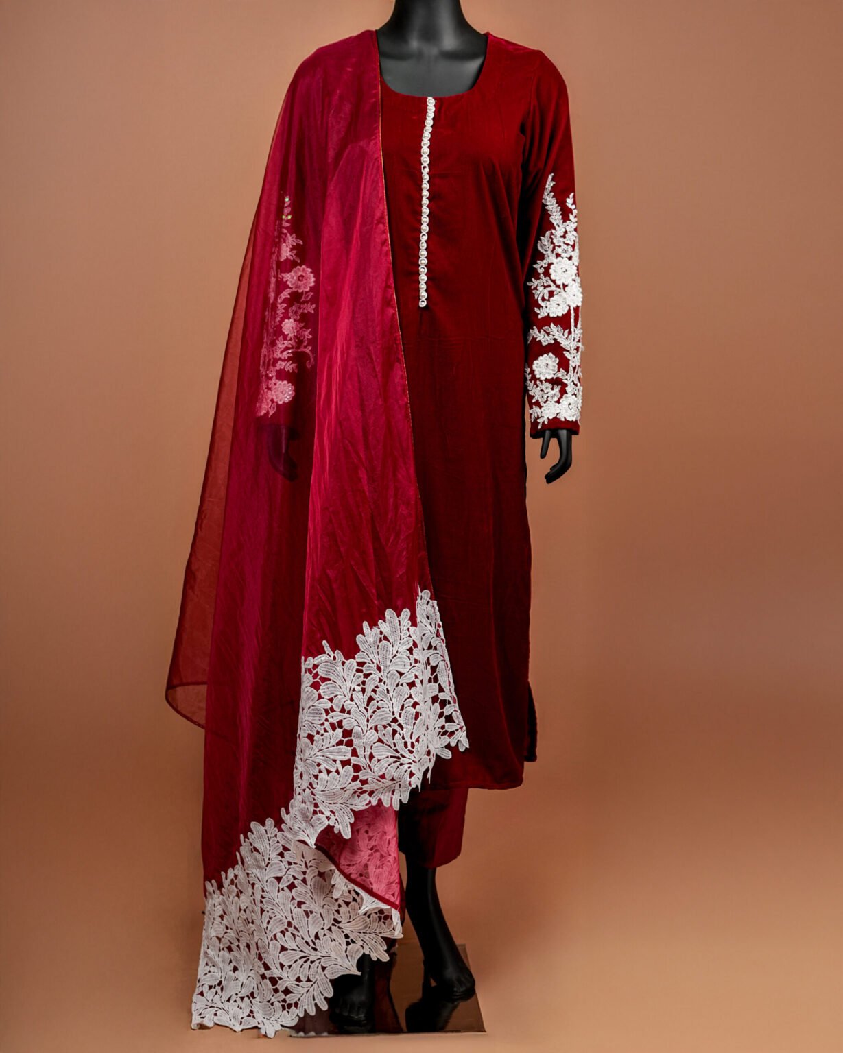 Maroon Pearl Velvet Suit