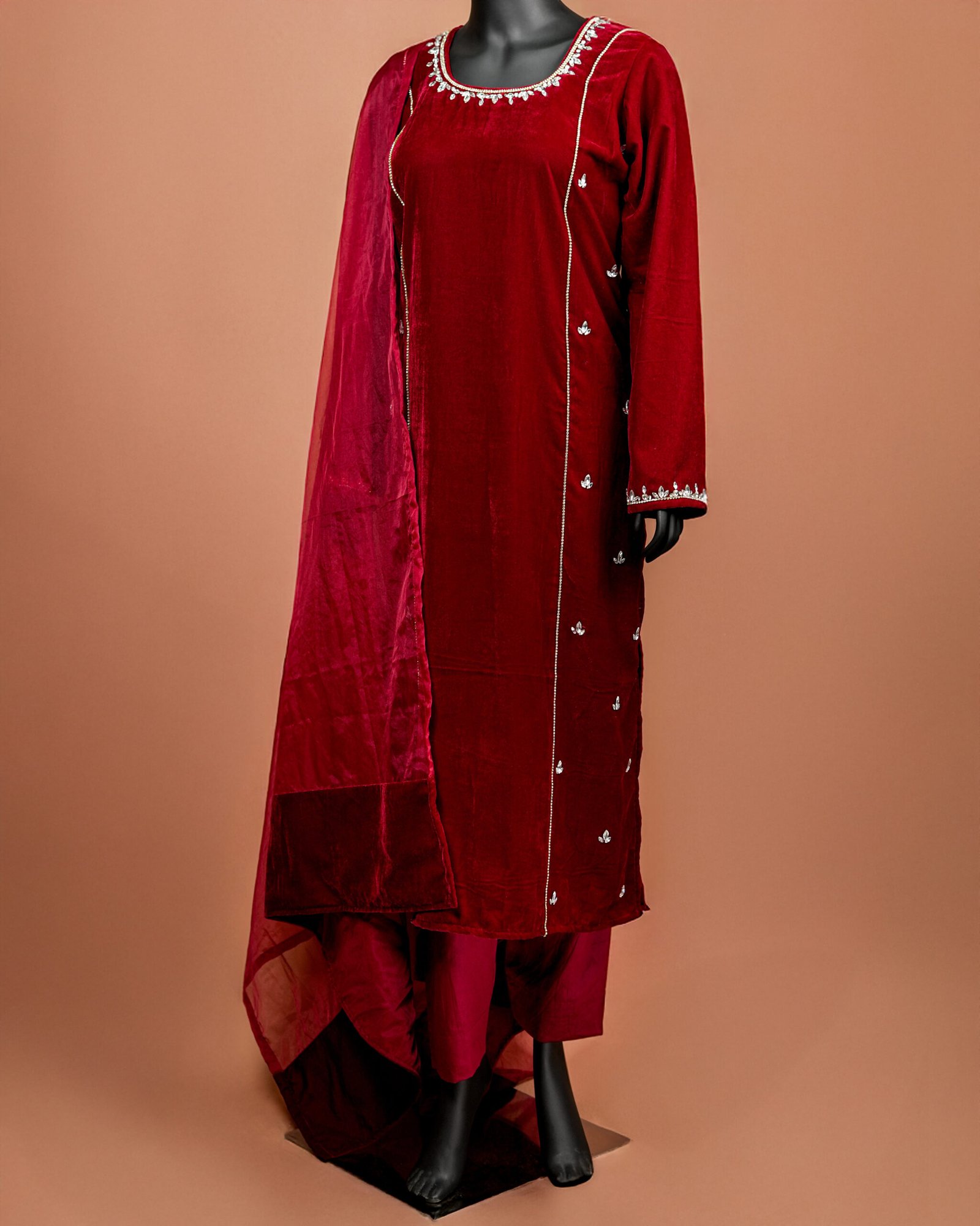 Maroon Velvet Suit