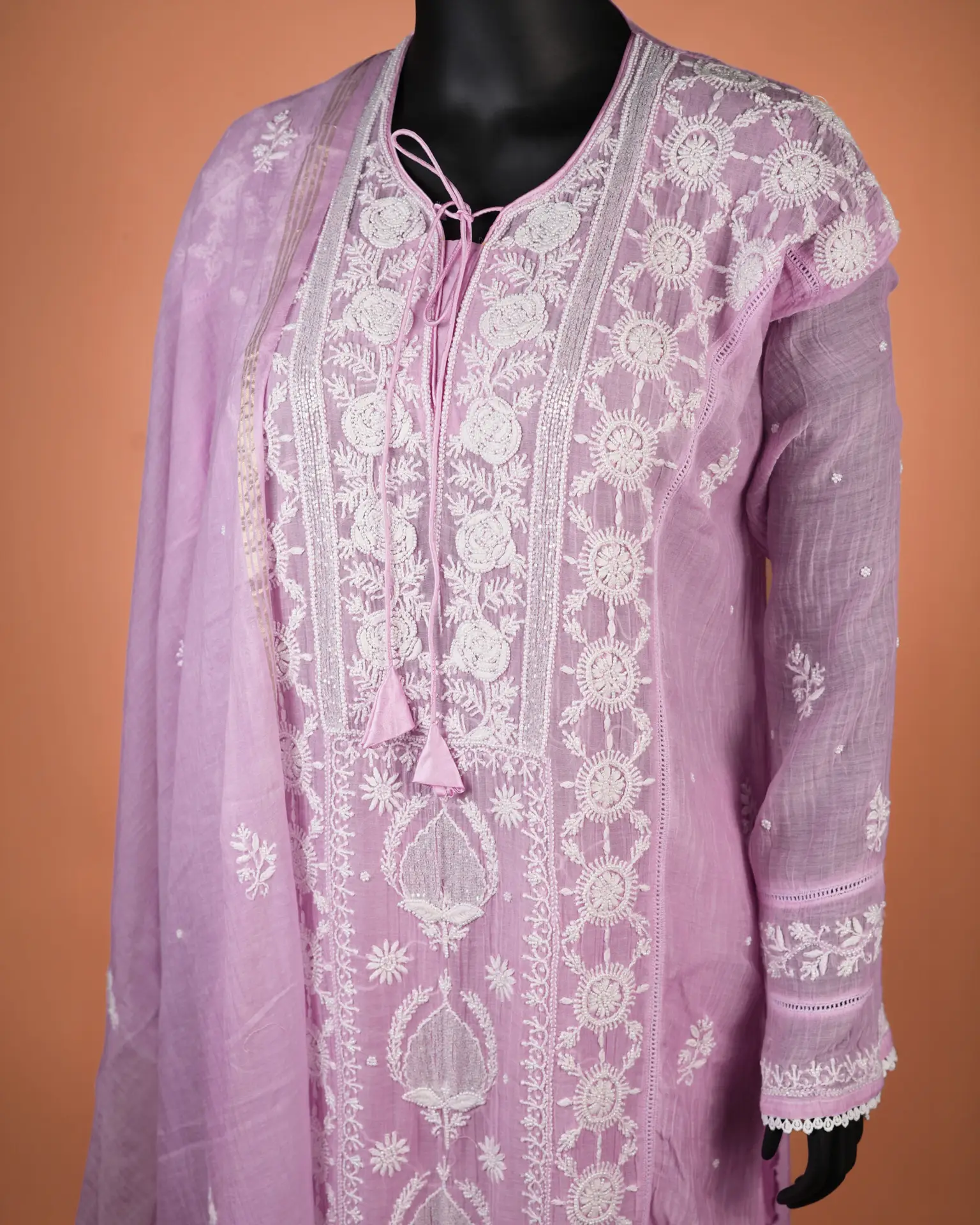 Lucknowi-Designer-Chikankari-Suits-Purple-Left View